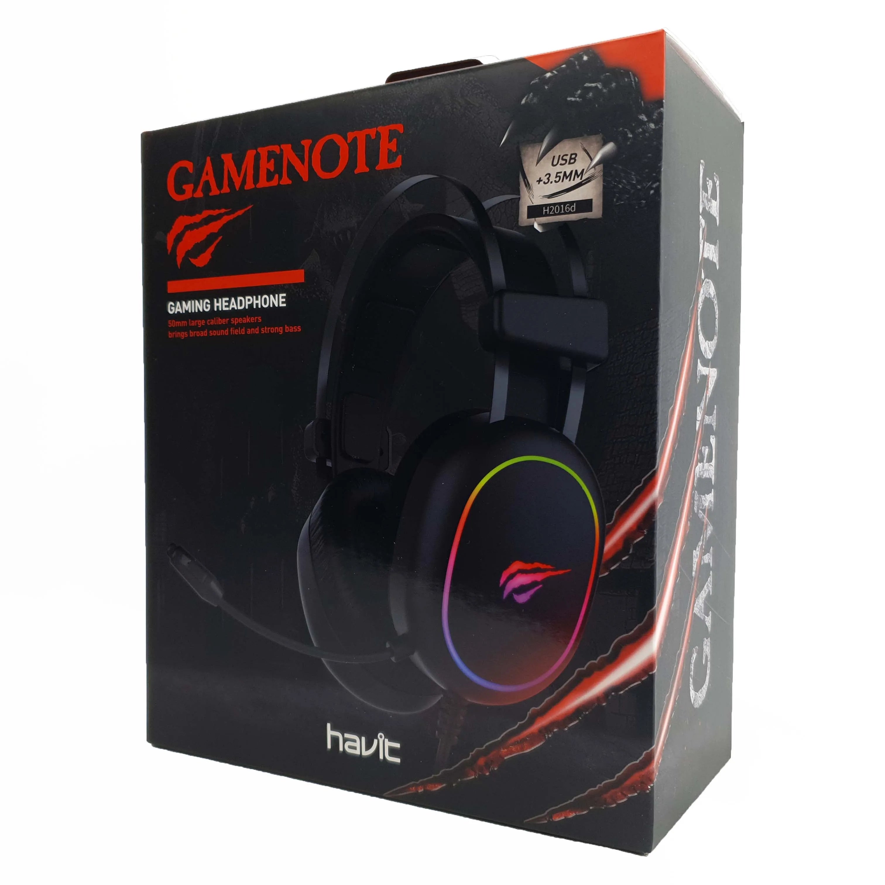 Fone H2016d Auscultadores Gamer RGB Preto, Havit Gamenote