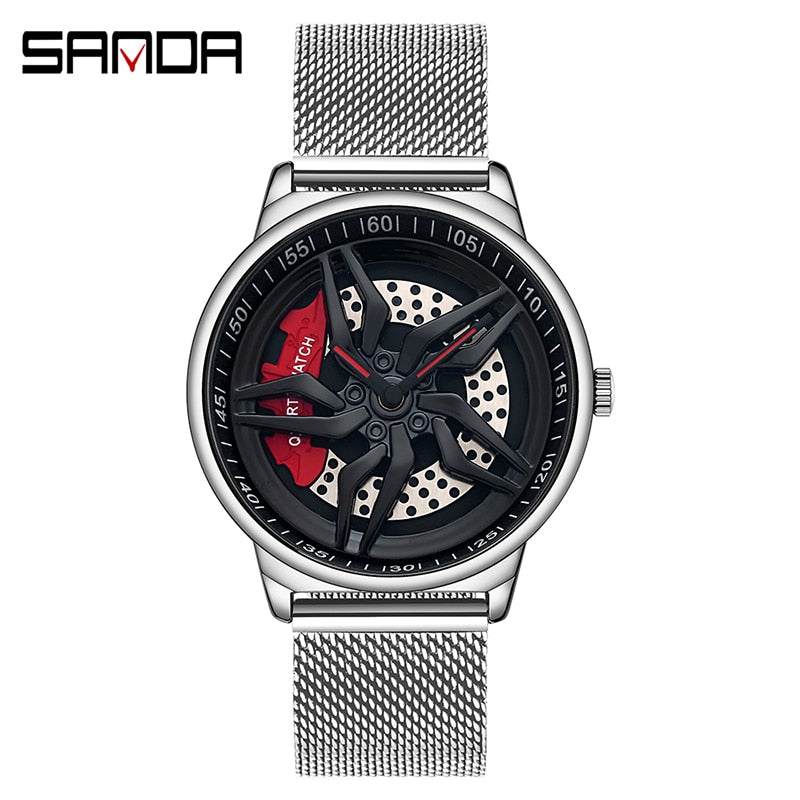 Relógio Design de roda de carro esportivo à prova d'água Watch masculino