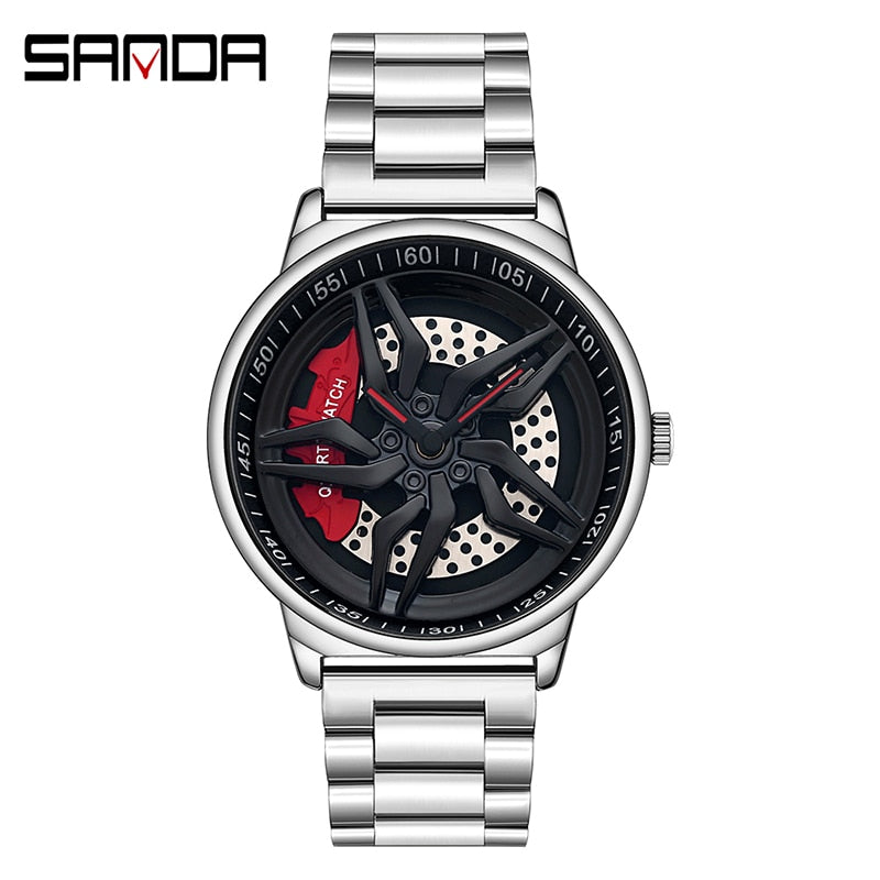 Relógio Design de roda de carro esportivo à prova d'água Watch masculino