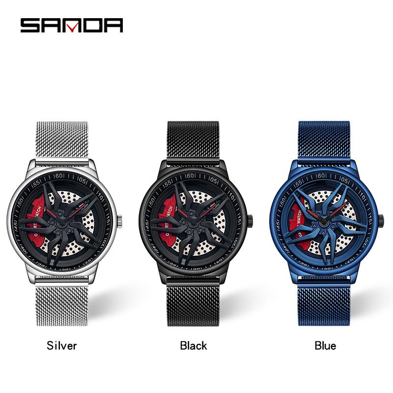 Relógio Design de roda de carro esportivo à prova d'água Watch masculino