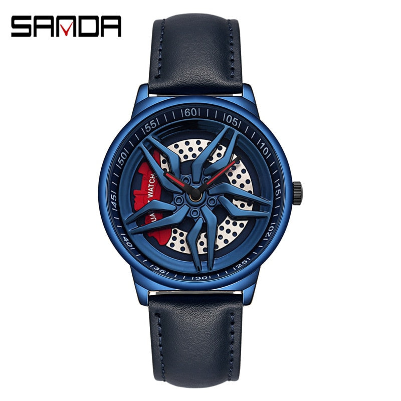 Relógio Design de roda de carro esportivo à prova d'água Watch masculino