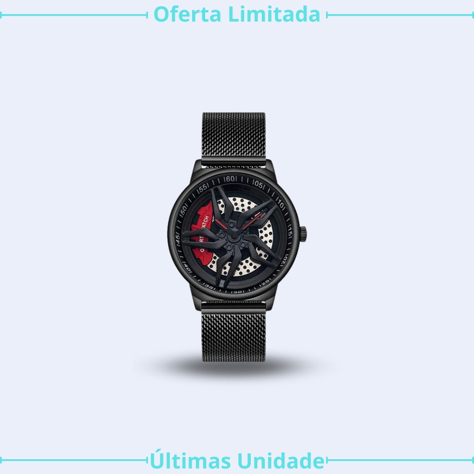 Relógio Design de roda de carro esportivo à prova d'água Watch masculino